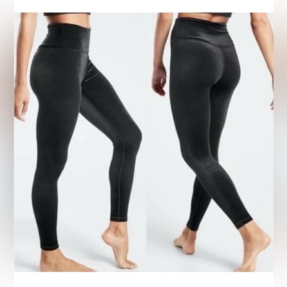 Athleta Pants - Athleta Black Velvet High Waisted Leggings Supplex Lycra‎ Spandex Yoga Tights S